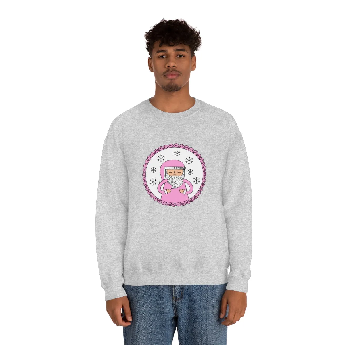 Pink Santa Claus Sweatshirt, Pink Santa Sweatshirt, Trendy Noel Minimalist Christmas Sweatshirt, Xmas Santa Crewneck Top, Pastel Holiday