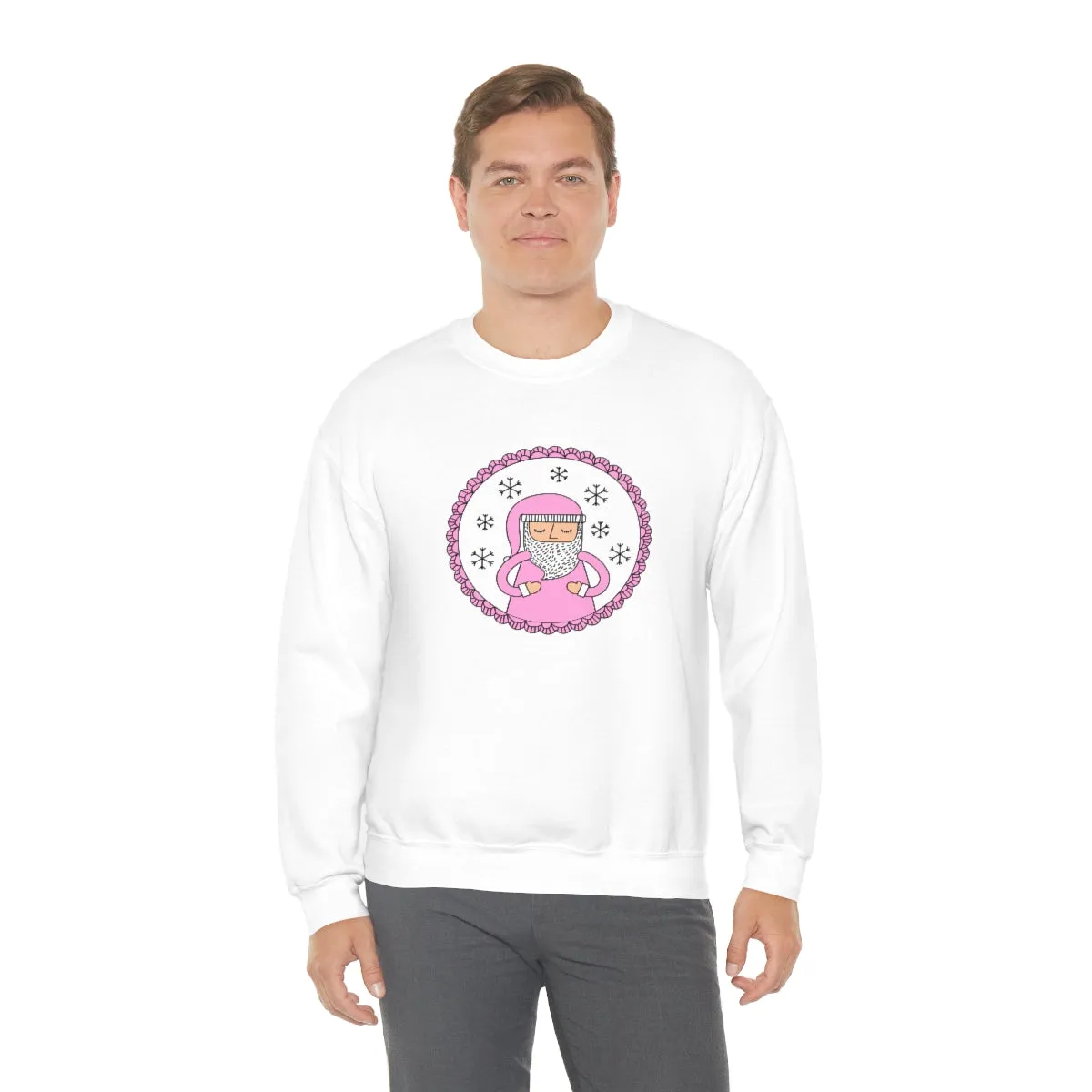 Pink Santa Claus Sweatshirt, Pink Santa Sweatshirt, Trendy Noel Minimalist Christmas Sweatshirt, Xmas Santa Crewneck Top, Pastel Holiday