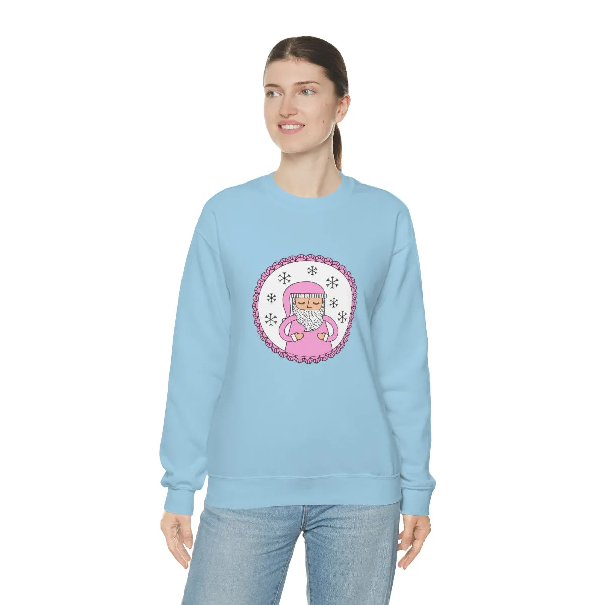 Pink Santa Claus Sweatshirt, Pink Santa Sweatshirt, Trendy Noel Minimalist Christmas Sweatshirt, Xmas Santa Crewneck Top, Pastel Holiday