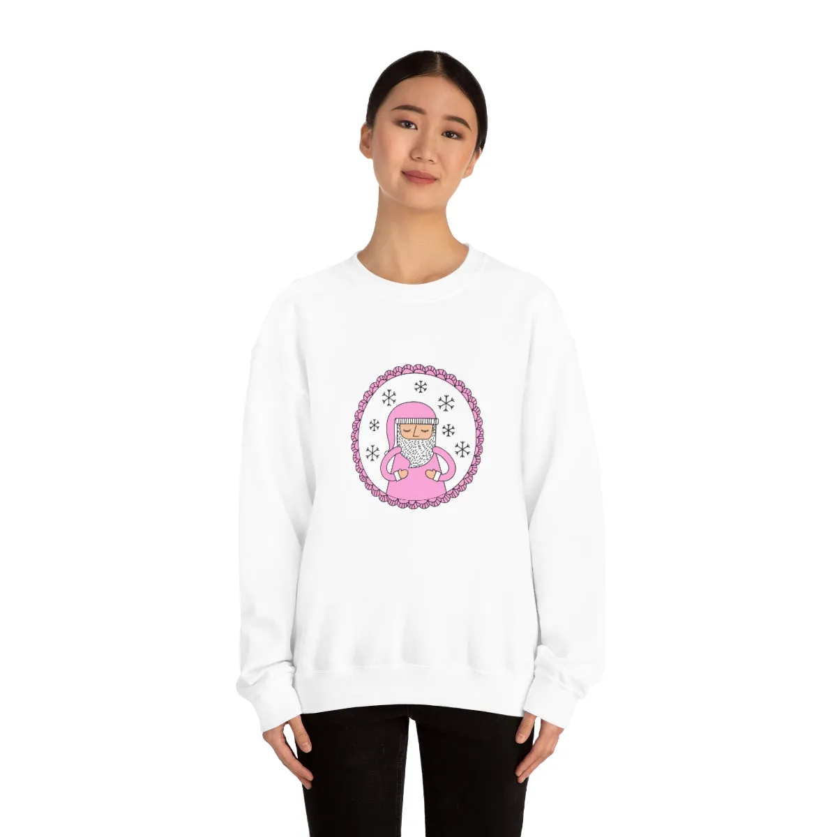 Pink Santa Claus Sweatshirt, Pink Santa Sweatshirt, Trendy Noel Minimalist Christmas Sweatshirt, Xmas Santa Crewneck Top, Pastel Holiday