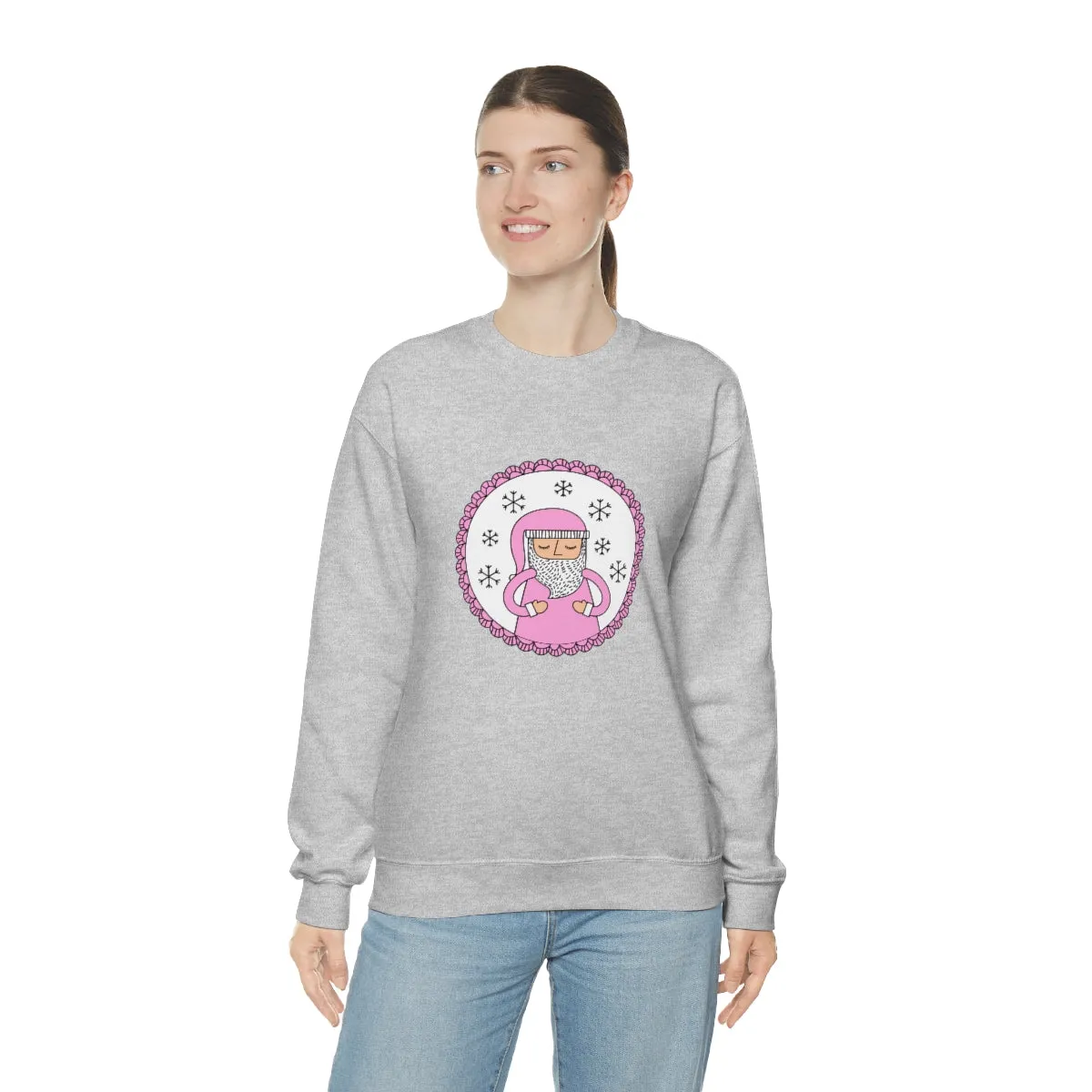Pink Santa Claus Sweatshirt, Pink Santa Sweatshirt, Trendy Noel Minimalist Christmas Sweatshirt, Xmas Santa Crewneck Top, Pastel Holiday