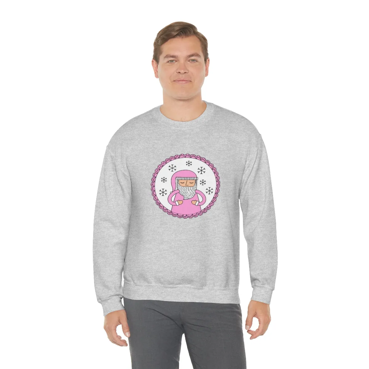 Pink Santa Claus Sweatshirt, Pink Santa Sweatshirt, Trendy Noel Minimalist Christmas Sweatshirt, Xmas Santa Crewneck Top, Pastel Holiday