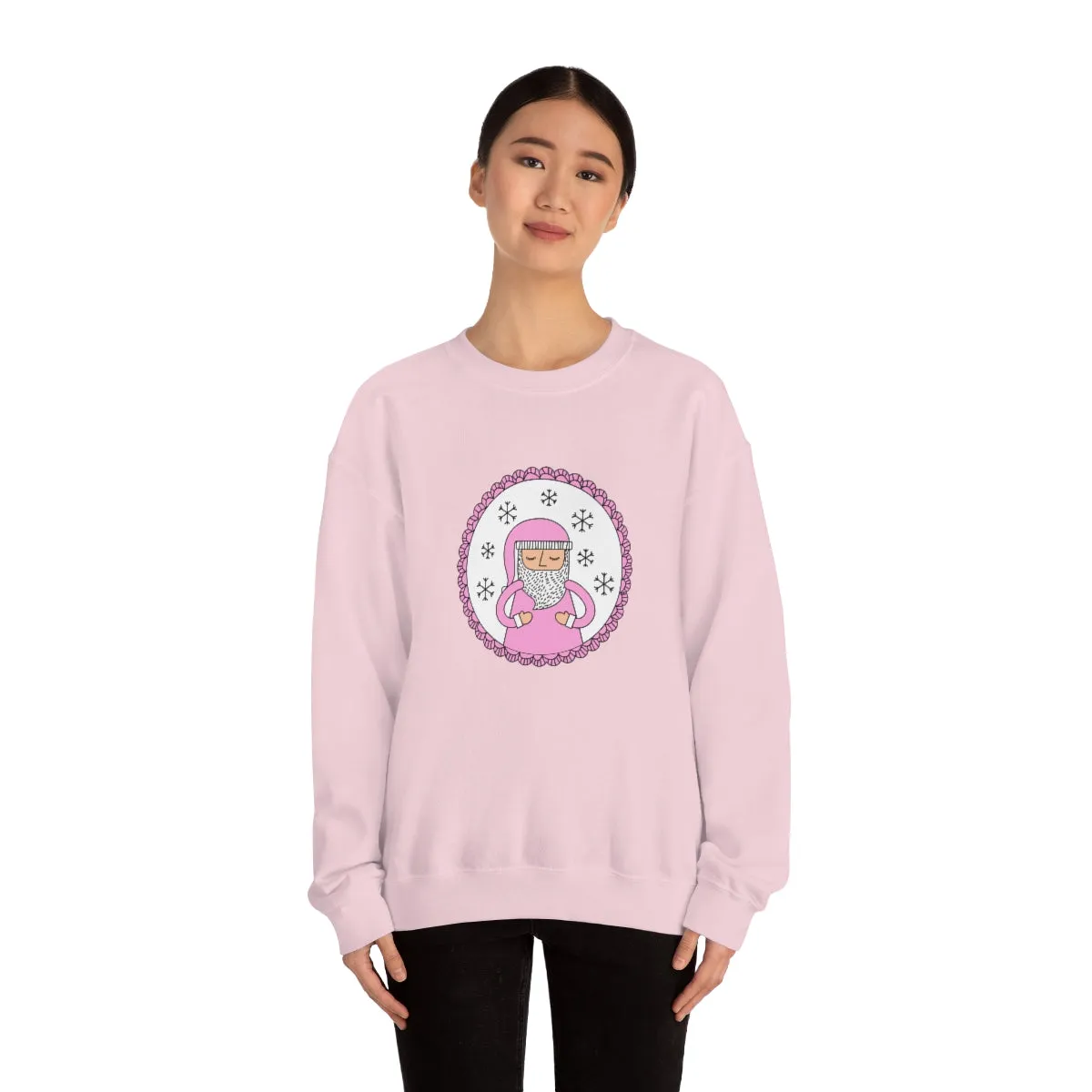 Pink Santa Claus Sweatshirt, Pink Santa Sweatshirt, Trendy Noel Minimalist Christmas Sweatshirt, Xmas Santa Crewneck Top, Pastel Holiday