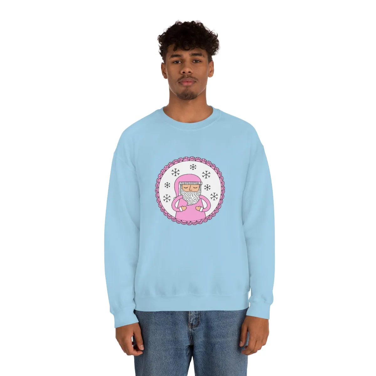 Pink Santa Claus Sweatshirt, Pink Santa Sweatshirt, Trendy Noel Minimalist Christmas Sweatshirt, Xmas Santa Crewneck Top, Pastel Holiday