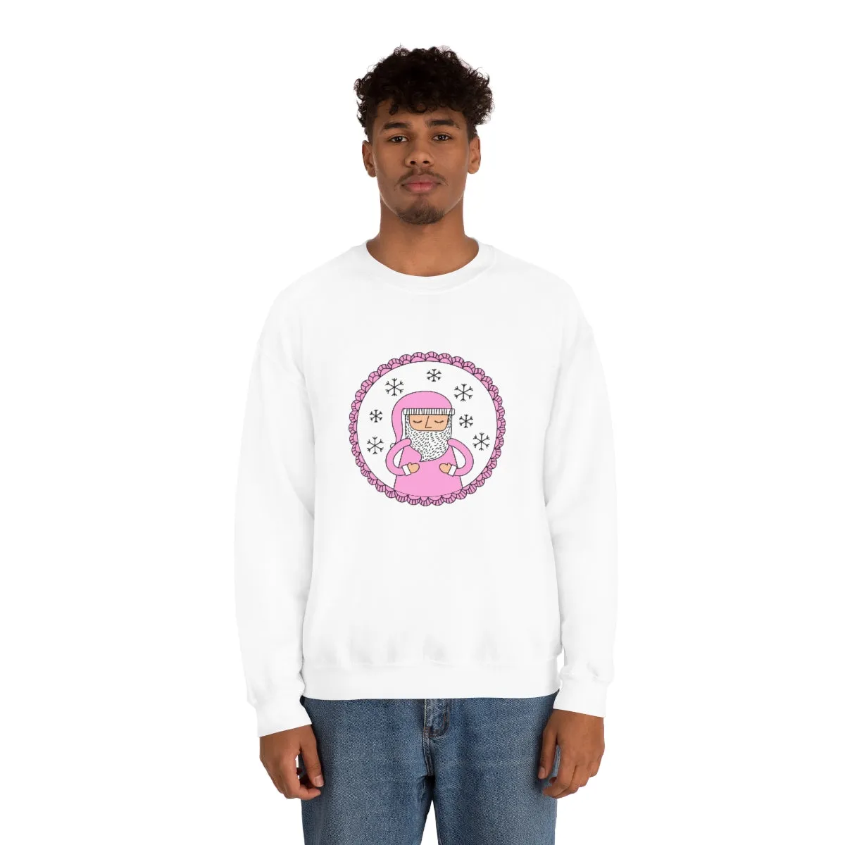 Pink Santa Claus Sweatshirt, Pink Santa Sweatshirt, Trendy Noel Minimalist Christmas Sweatshirt, Xmas Santa Crewneck Top, Pastel Holiday