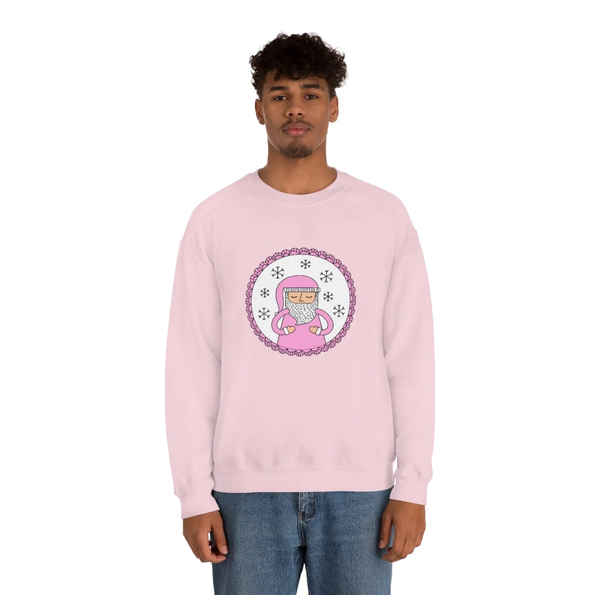 Pink Santa Claus Sweatshirt, Pink Santa Sweatshirt, Trendy Noel Minimalist Christmas Sweatshirt, Xmas Santa Crewneck Top, Pastel Holiday