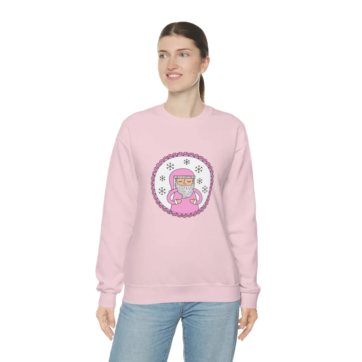 Pink Santa Claus Sweatshirt, Pink Santa Sweatshirt, Trendy Noel Minimalist Christmas Sweatshirt, Xmas Santa Crewneck Top, Pastel Holiday