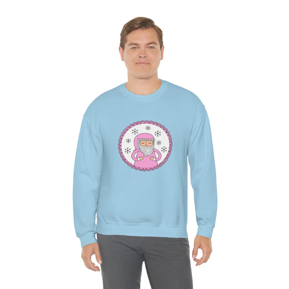 Pink Santa Claus Sweatshirt, Pink Santa Sweatshirt, Trendy Noel Minimalist Christmas Sweatshirt, Xmas Santa Crewneck Top, Pastel Holiday