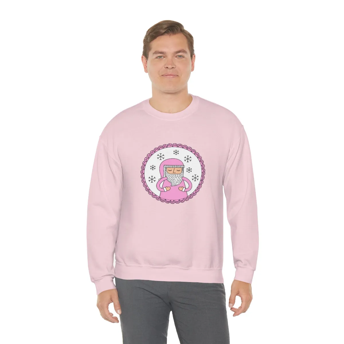 Pink Santa Claus Sweatshirt, Pink Santa Sweatshirt, Trendy Noel Minimalist Christmas Sweatshirt, Xmas Santa Crewneck Top, Pastel Holiday