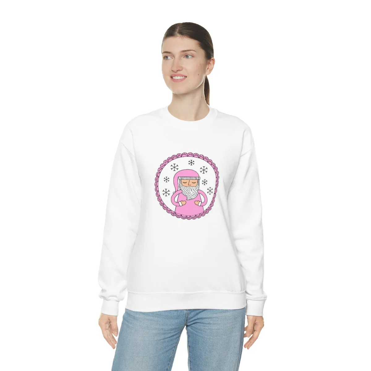 Pink Santa Claus Sweatshirt, Pink Santa Sweatshirt, Trendy Noel Minimalist Christmas Sweatshirt, Xmas Santa Crewneck Top, Pastel Holiday