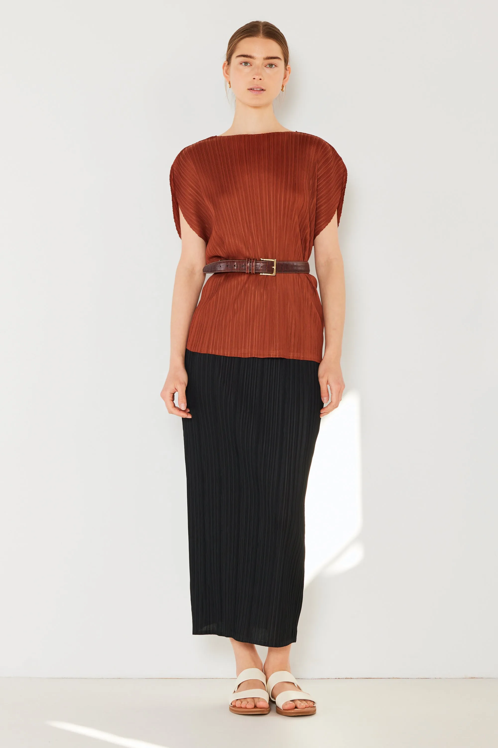 Pleated midi pencil skirt - Style#SKT01H