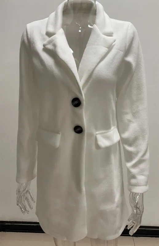 Plush Mid-Length Jacket - Tweed Single-Breasted Blazer