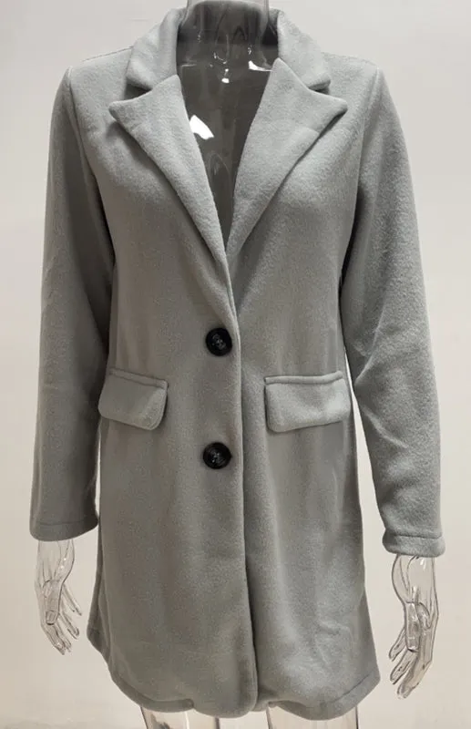 Plush Mid-Length Jacket - Tweed Single-Breasted Blazer