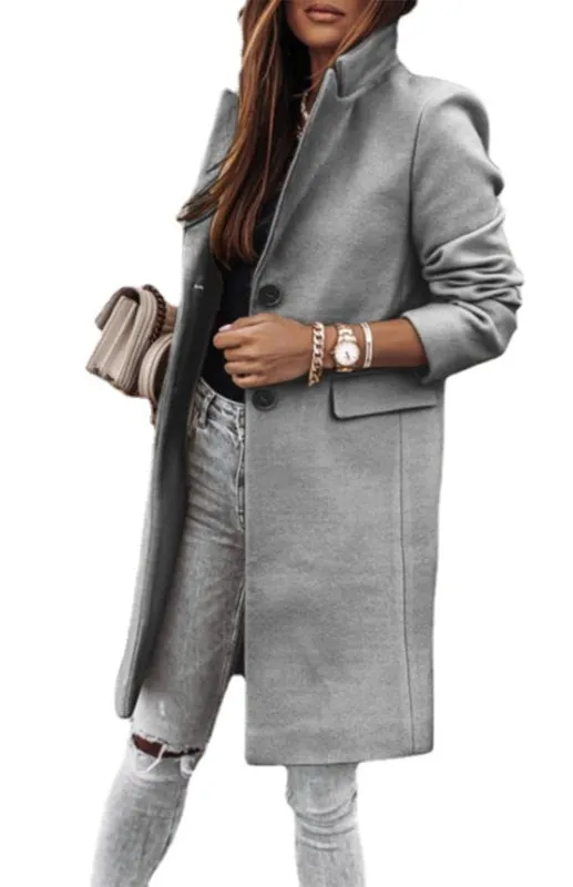 Plush Mid-Length Jacket - Tweed Single-Breasted Blazer