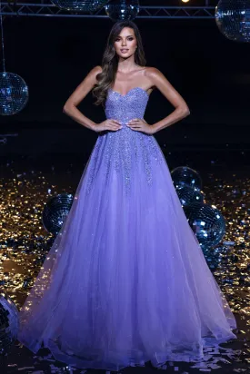 PORTIA & SCARLETT PS23958 A-Line Sweetheart-Neck Glittered Dress