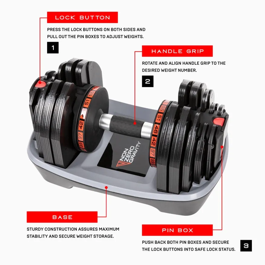 Powerdyne Adjustable 55Lbs Dumbbell - Coal (Single)