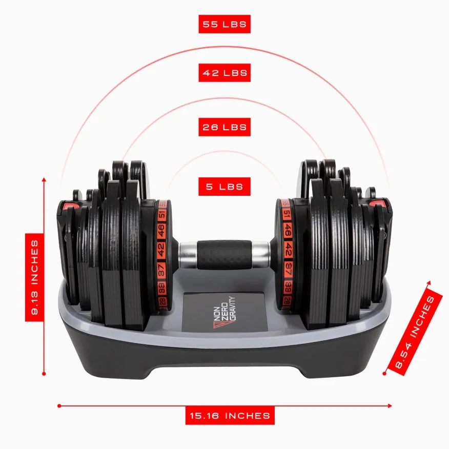 Powerdyne Adjustable 55Lbs Dumbbell - Coal (Single)