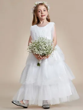 Princess Style Sleeveless Layered Cake Flower Girls Dress