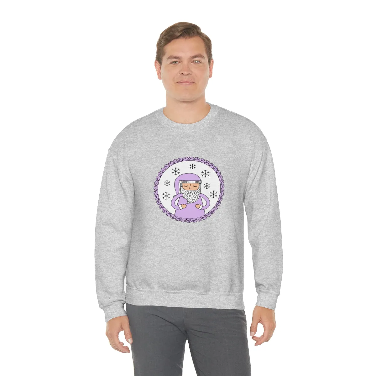 Purple Santa Claus Sweatshirt, Pink Santa Sweatshirt, Trendy Noel Minimalist Christmas Sweatshirt, Xmas Santa Crewneck Top, Pastel Holiday