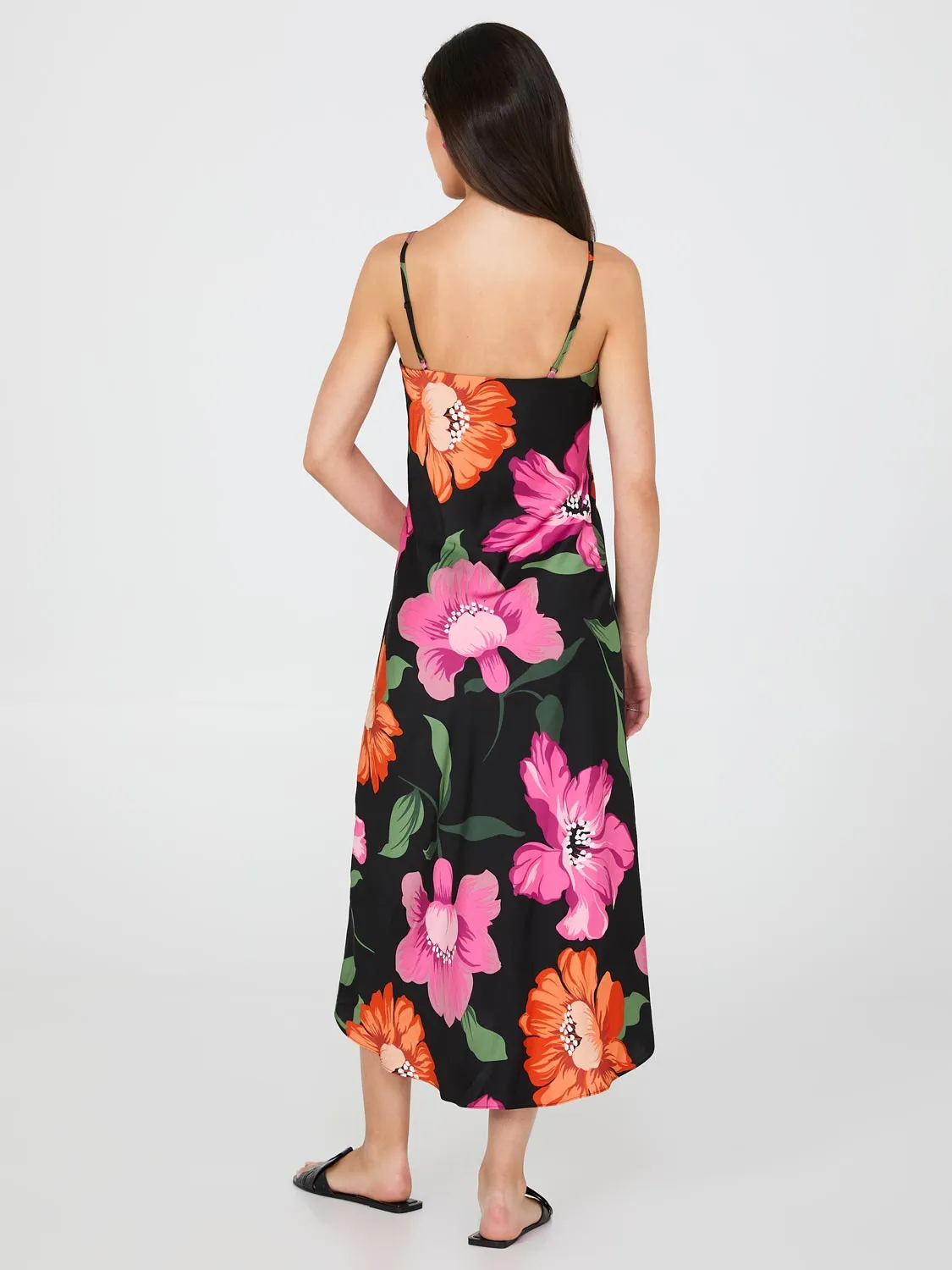 Satin Floral Print Slip Dress