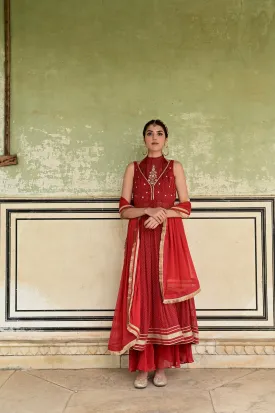 Sindhuri Zari With Sequin & Cutdana Work Kurta Set