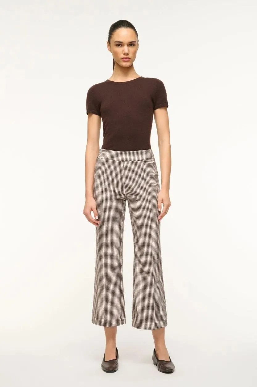 Staud Knack Pant in Dark Chocolate Micro Check