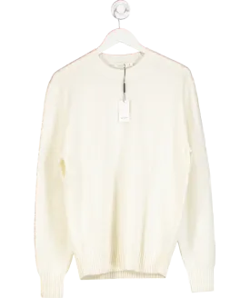 SuitSupply Cream Off-white Crewneck 100% Pure Mongolian Cashmere Jumper UK L