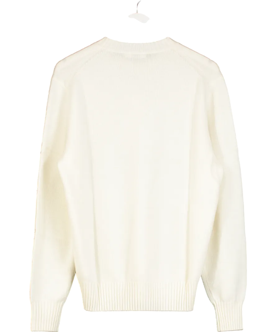 SuitSupply Cream Off-white Crewneck 100% Pure Mongolian Cashmere Jumper UK L