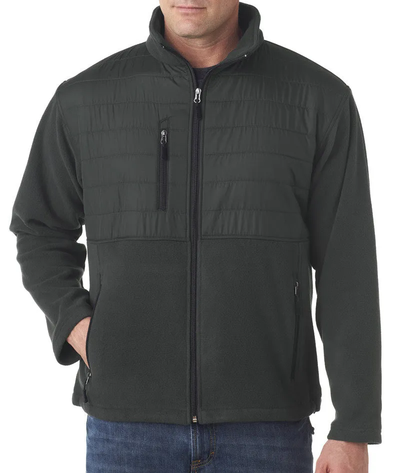 ultraclub adult fleece jacket with quilted yoke overlay - charcoal (3xl)