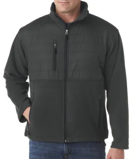 ultraclub adult fleece jacket with quilted yoke overlay - charcoal (3xl)