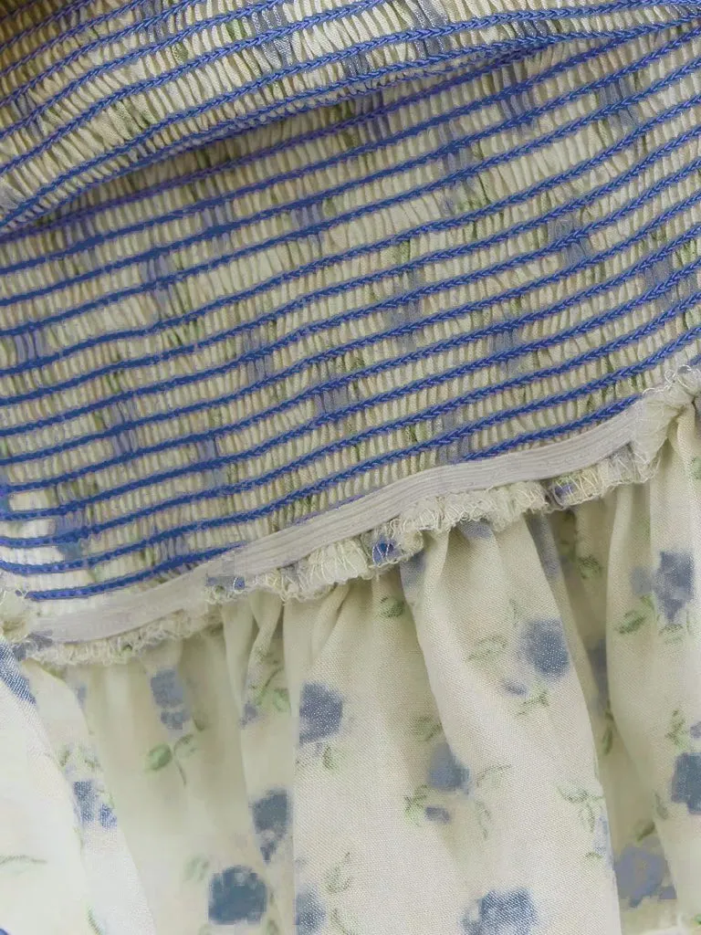 Updated Ditsy Floral 2-Piece  Ruffled Crop Top & Hip-wrapping Skirt