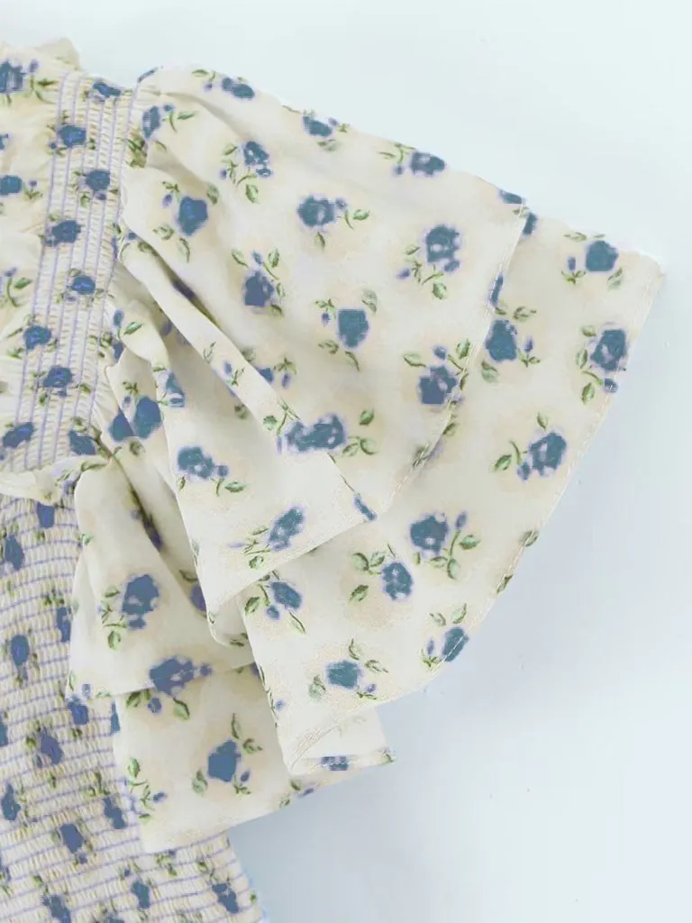 Updated Ditsy Floral 2-Piece  Ruffled Crop Top & Hip-wrapping Skirt