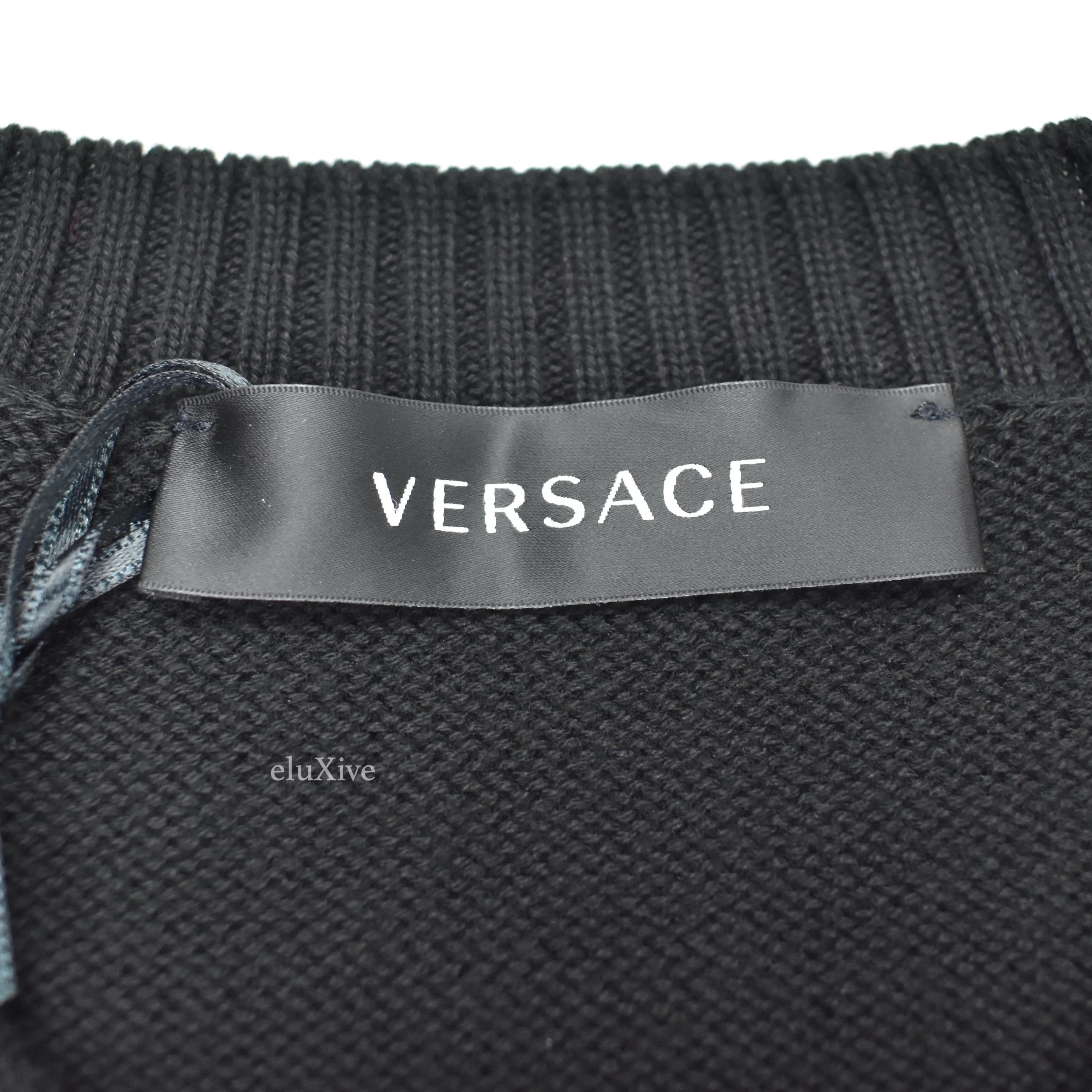 Versace - Gold Medusa Logo Embroidered Wool Sweater (Black)