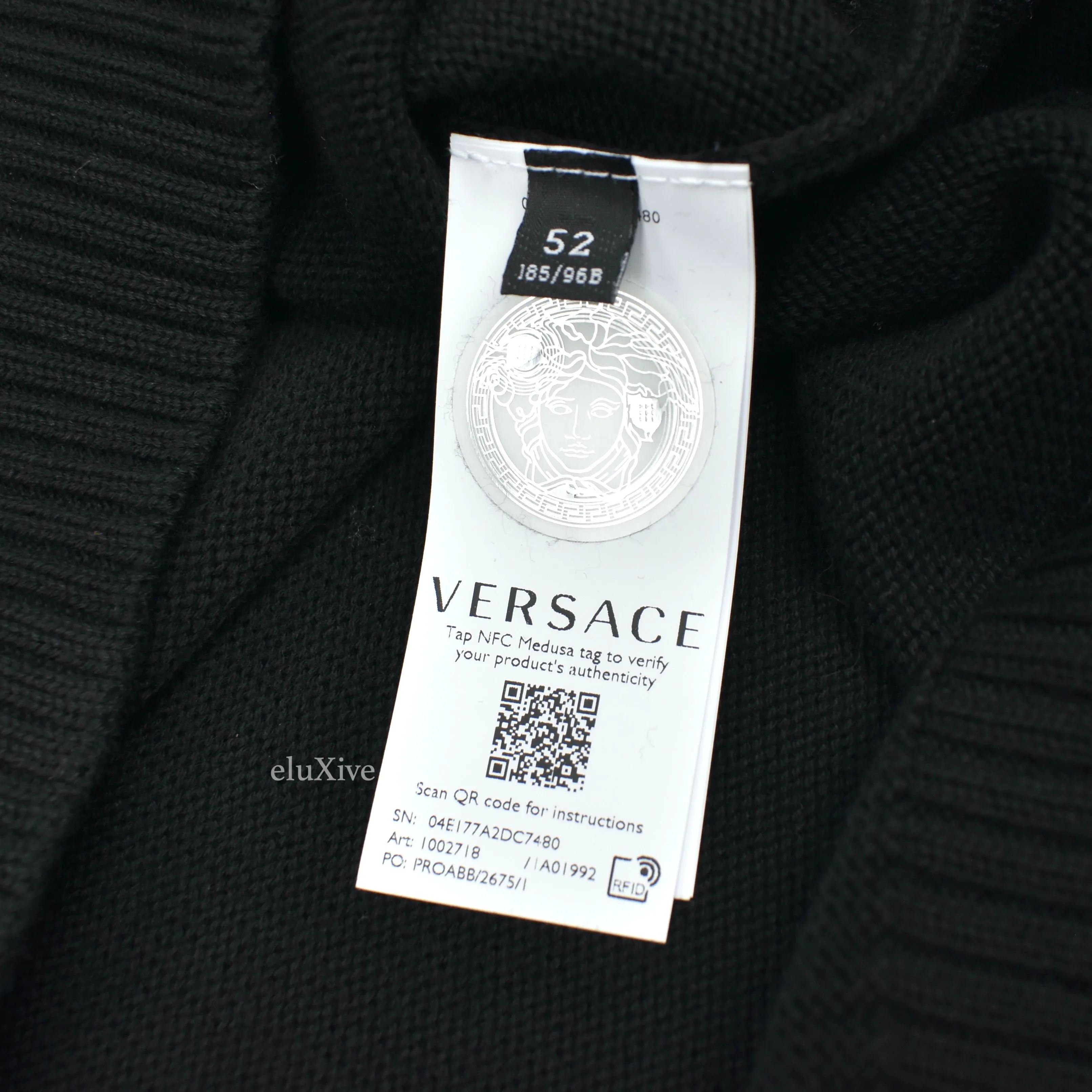 Versace - Gold Medusa Logo Embroidered Wool Sweater (Black)