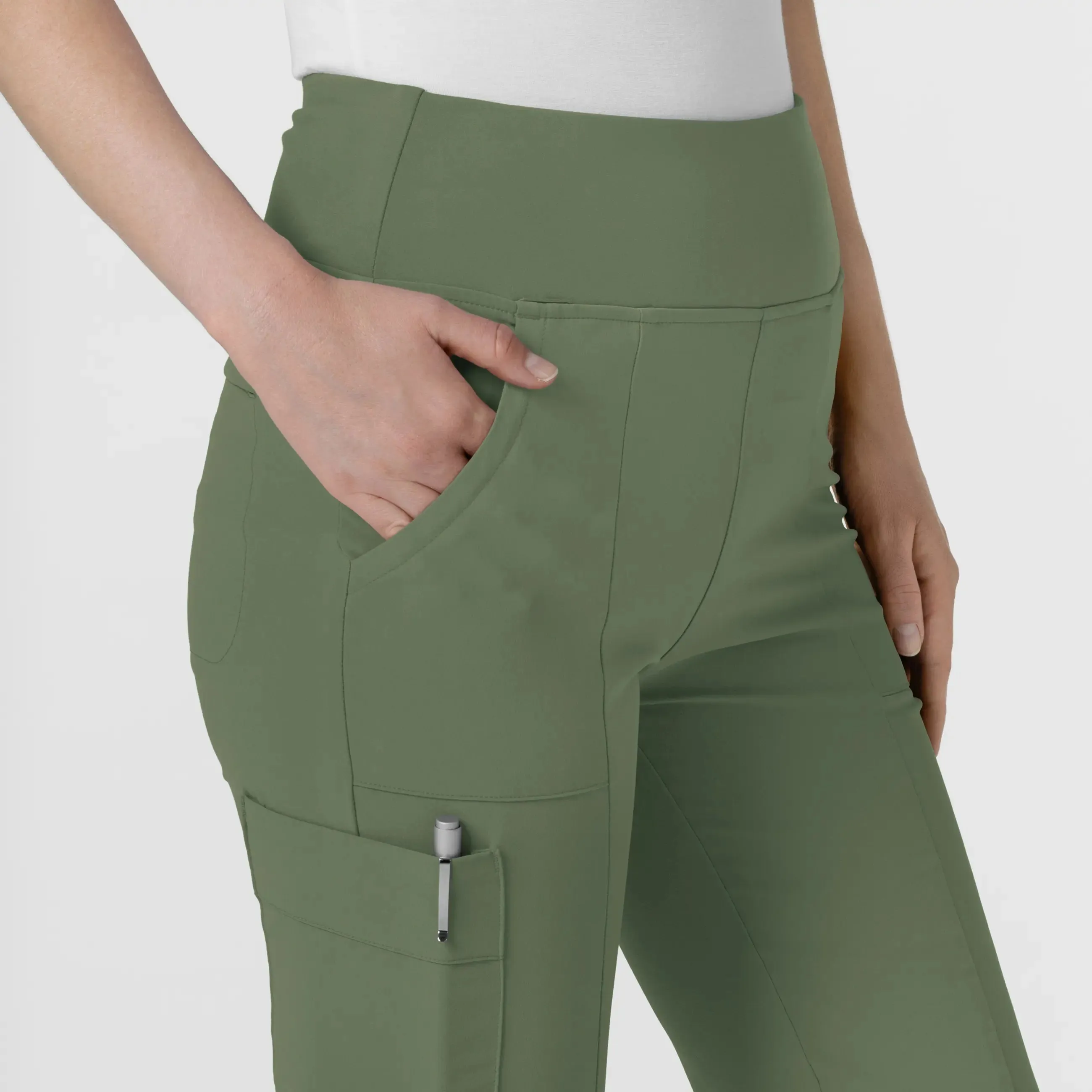 Wink Women's Cargo Flare Scrub Pant - Olive