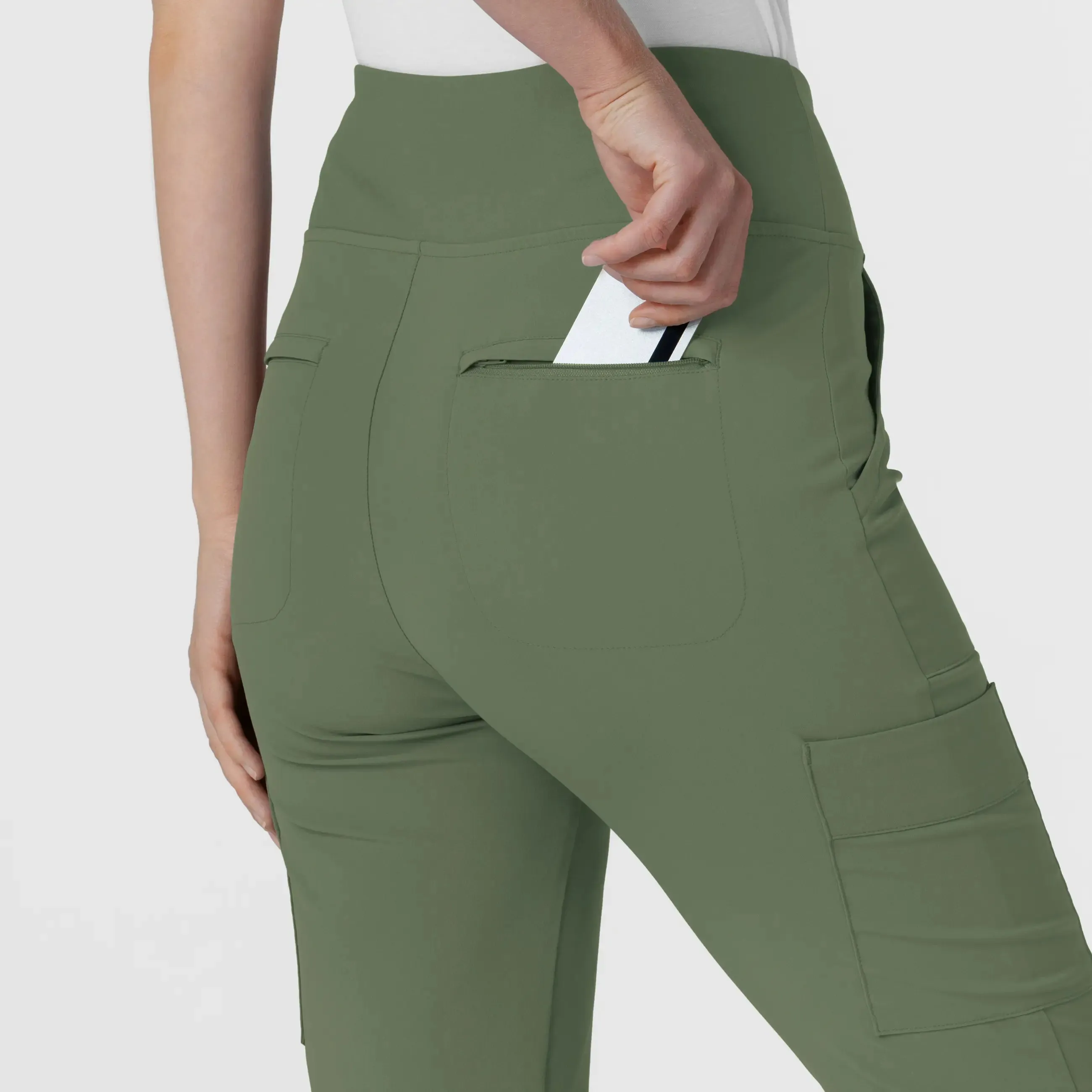 Wink Women's Cargo Flare Scrub Pant - Olive