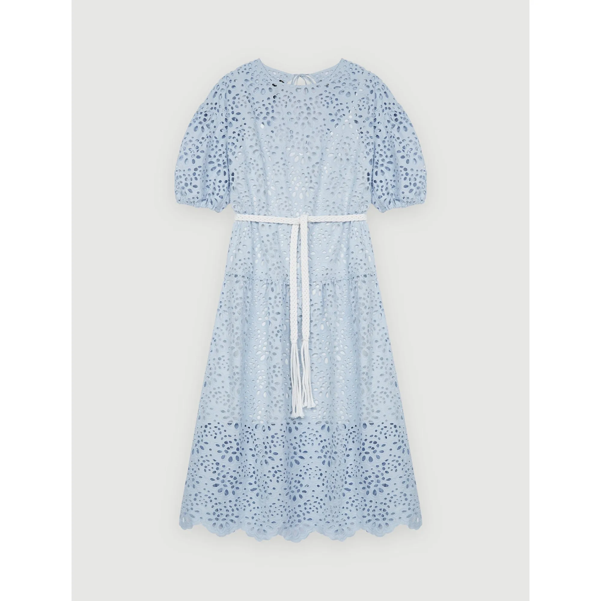 Women Bare-Back Guipure Dress - Blue Sky
