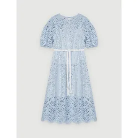 Women Bare-Back Guipure Dress - Blue Sky