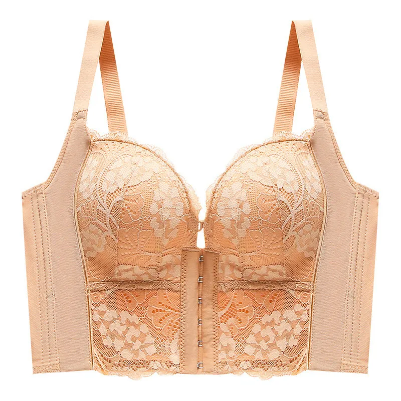 Women's underwear for small breasts, push-up and adjustable, side breasts, anti-sagging, beautiful back, seamless underwear, front buckle, no steel ring bra