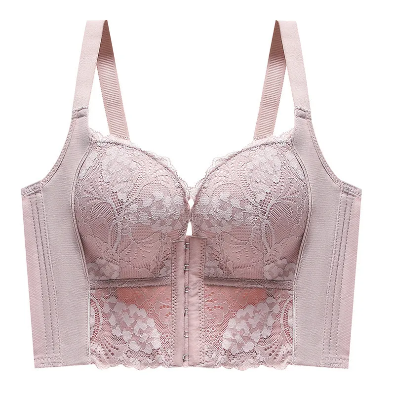 Women's underwear for small breasts, push-up and adjustable, side breasts, anti-sagging, beautiful back, seamless underwear, front buckle, no steel ring bra